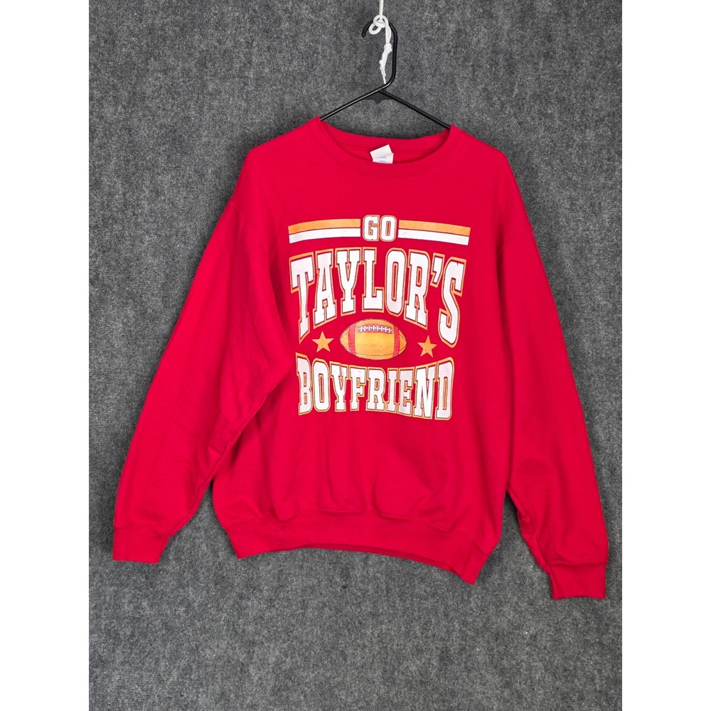 Go Taylor's Boyfriend Sweatshirt Kelce 87 Travis Football Red Womens Sz L Casual